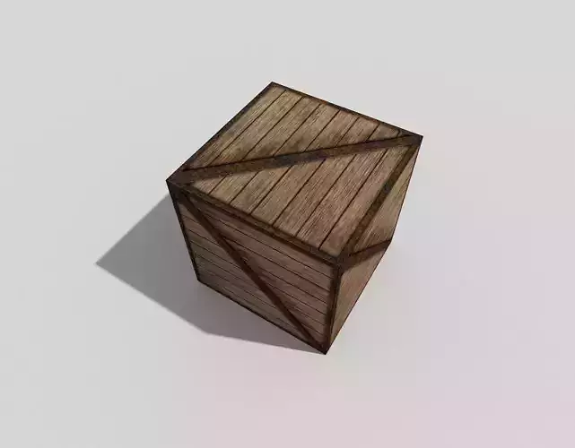 low poly wooden box