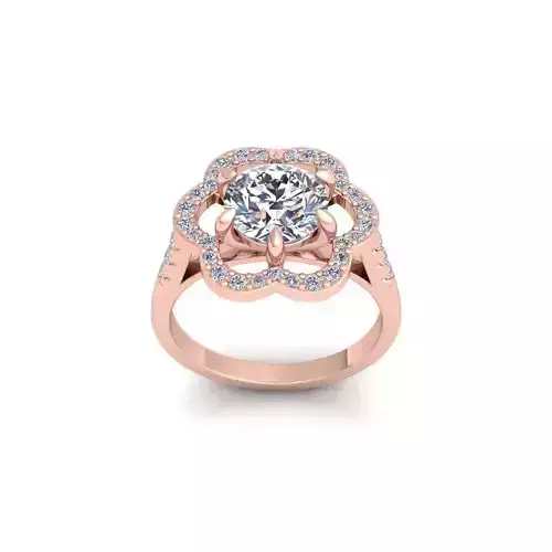 Flower Diamond Ring 3d Model and Render 