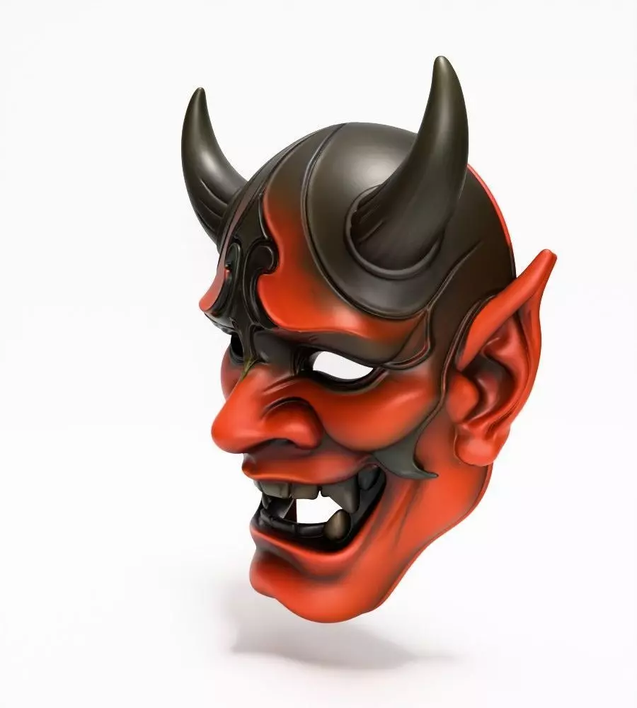 Japanese Red Oni Mask toy 3D print model_4