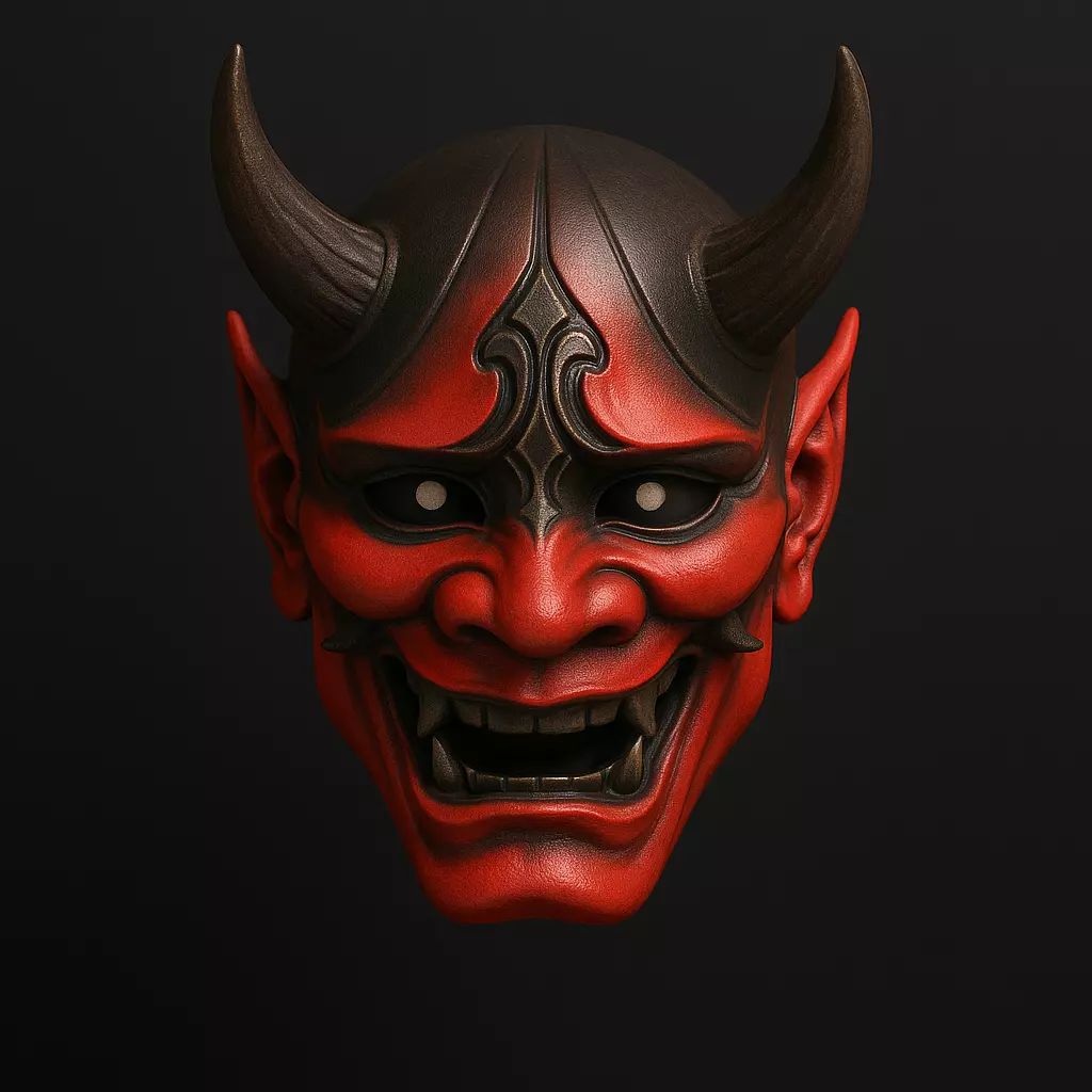 Japanese Red Oni Mask toy 3D print model_0