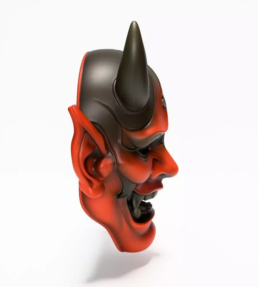 Japanese Red Oni Mask toy 3D print model_17