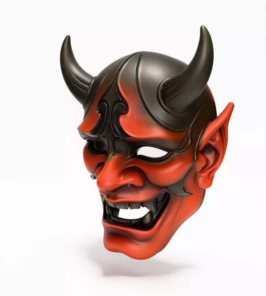 Japanese Red Oni Mask toy 3D print model_3