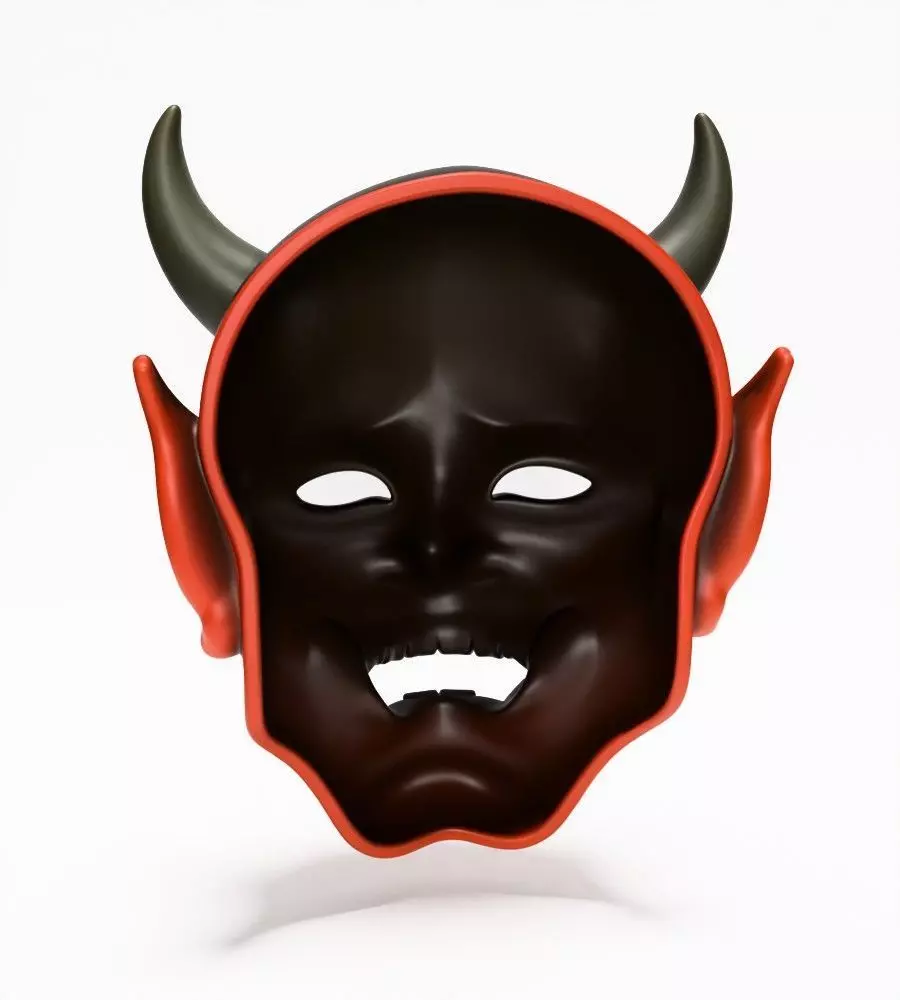 Japanese Red Oni Mask toy 3D print model_11