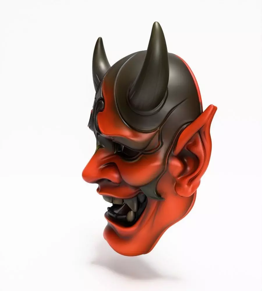 Japanese Red Oni Mask toy 3D print model_5