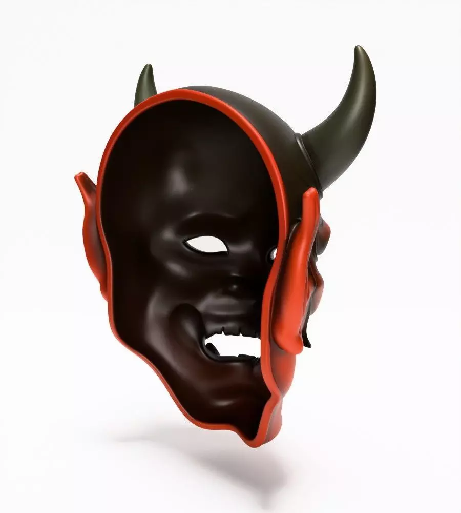 Japanese Red Oni Mask toy 3D print model_14
