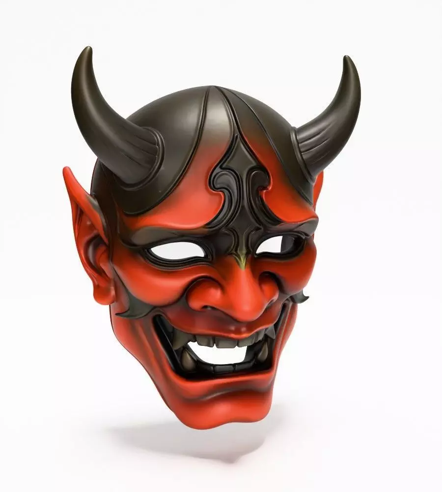 Japanese Red Oni Mask toy 3D print model_21