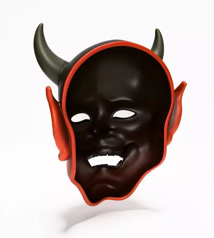Japanese Red Oni Mask toy 3D print model_10