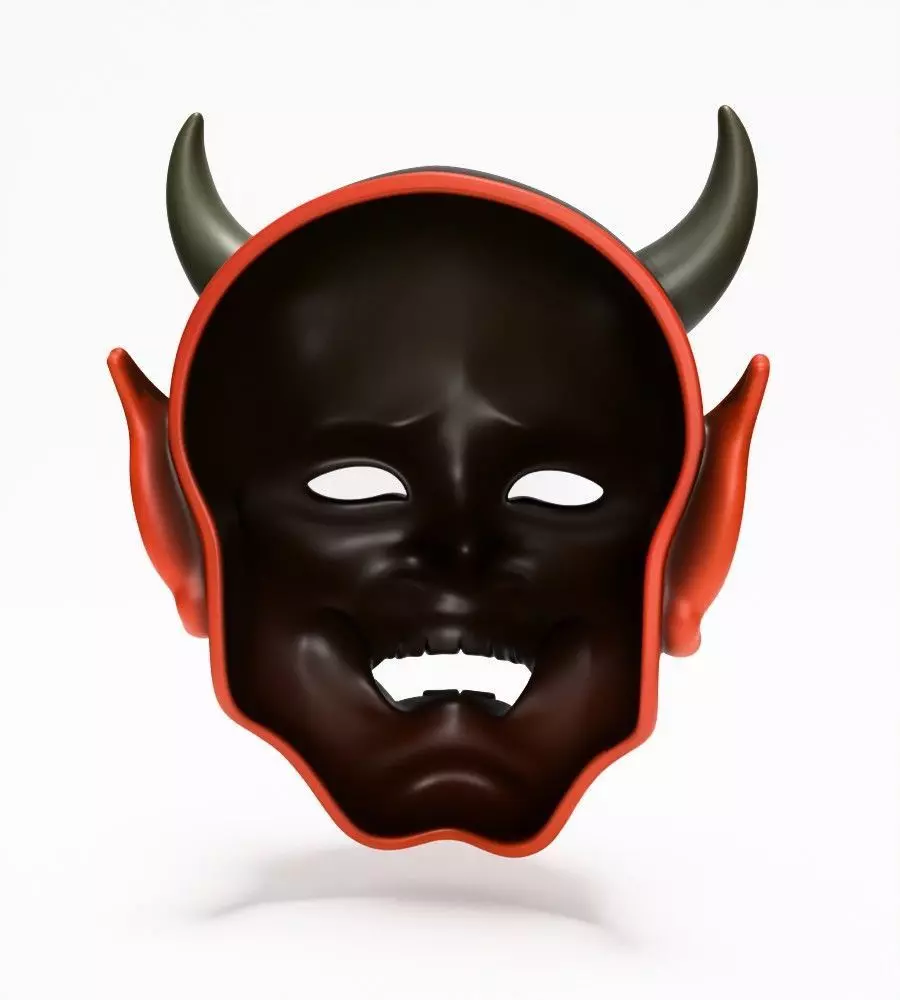 Japanese Red Oni Mask toy 3D print model_12