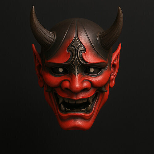 Japanese Red Oni Mask toy 3D print model