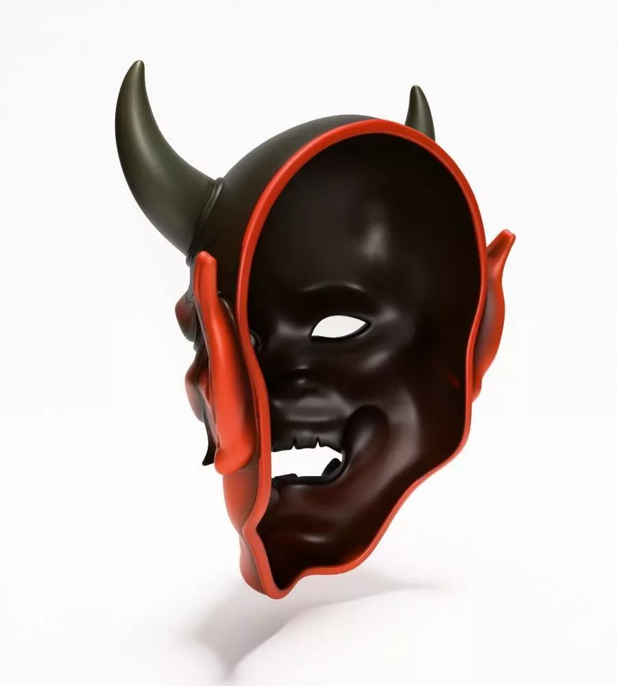 Japanese Red Oni Mask toy 3D print model_9