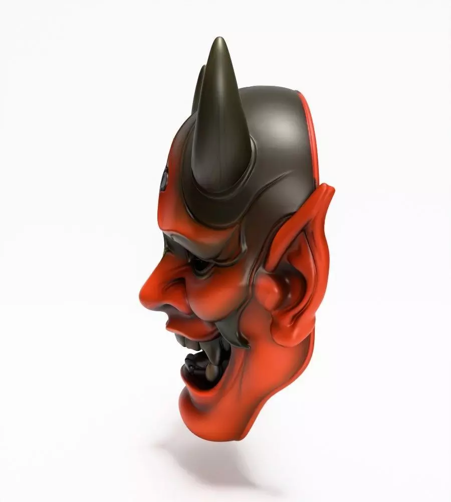 Japanese Red Oni Mask toy 3D print model_6
