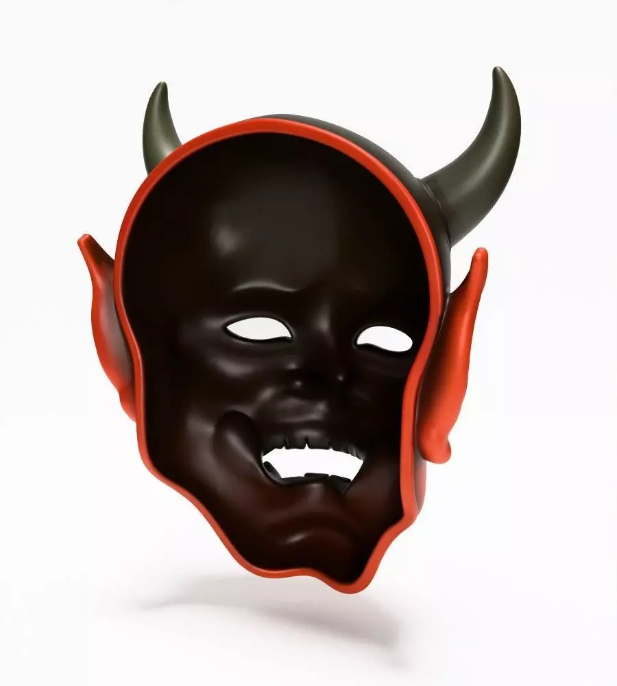 Japanese Red Oni Mask toy 3D print model_13