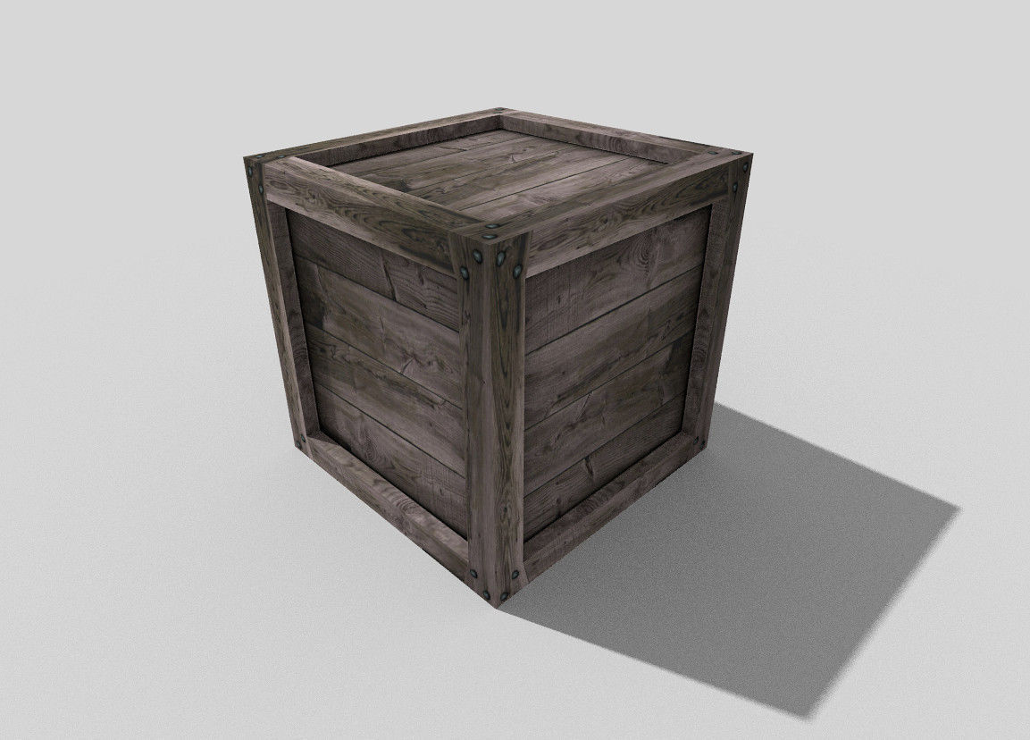 low poly wooden box Low-poly 3D model_4