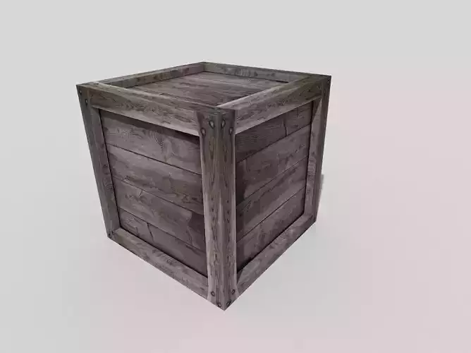low poly wooden box