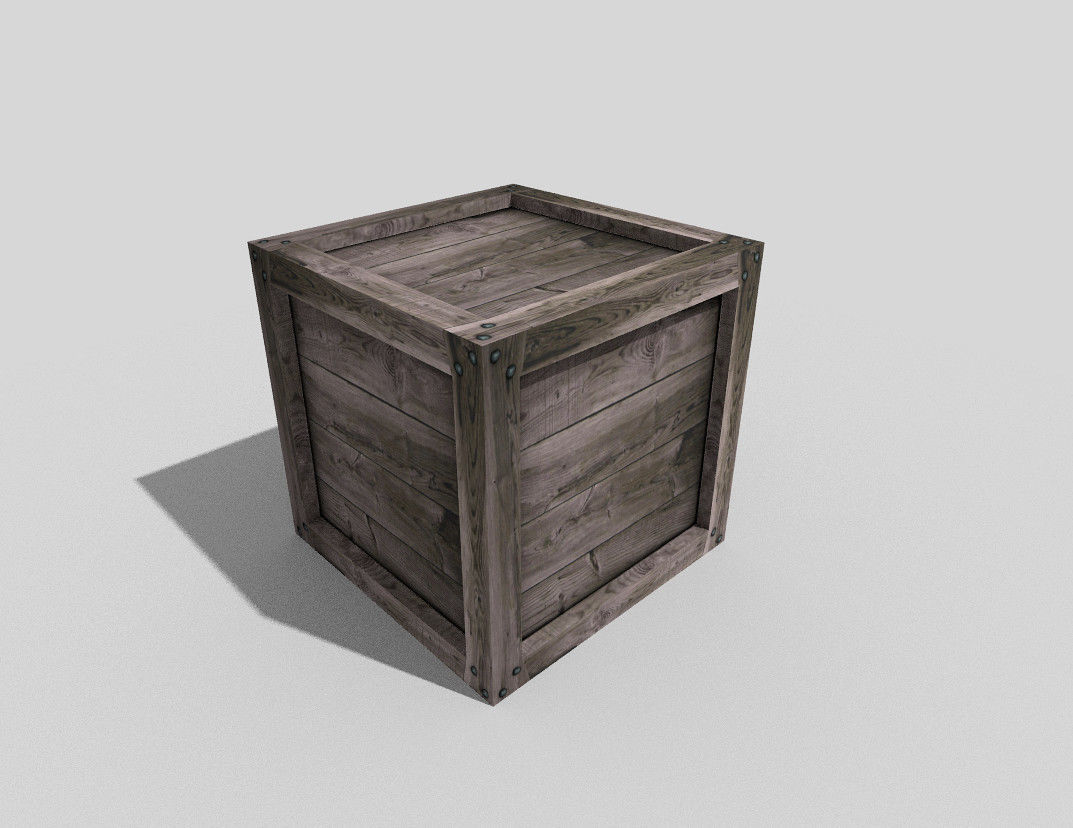 low poly wooden box Low-poly 3D model_1