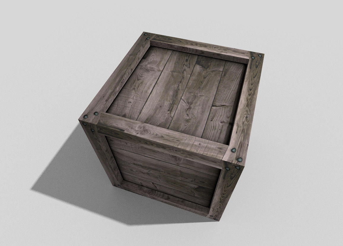 low poly wooden box Low-poly 3D model_3