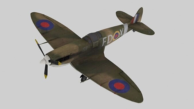 Spitfire Mk2b Low-poly 3D model