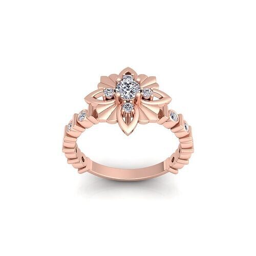 Fancy Flower Diamond Ring 3d Model and Render 3D print model