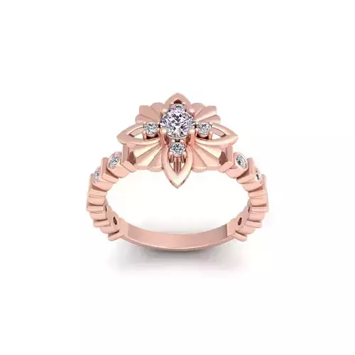 Fancy Flower Diamond Ring 3d Model and Render