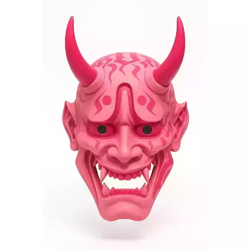 Japanese Pink Oni Mask toy 3D print model