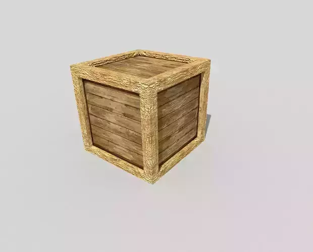 low poly wooden box Low-poly 3D model