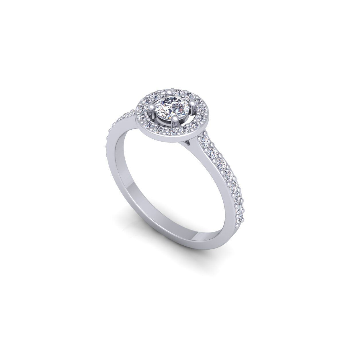 Round Halo Engagement Ring 3d Model and Render 3D print model_11