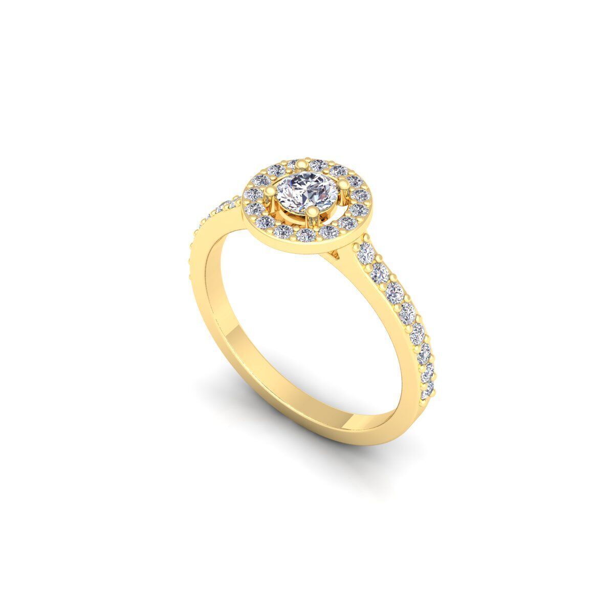 Round Halo Engagement Ring 3d Model and Render 3D print model_9