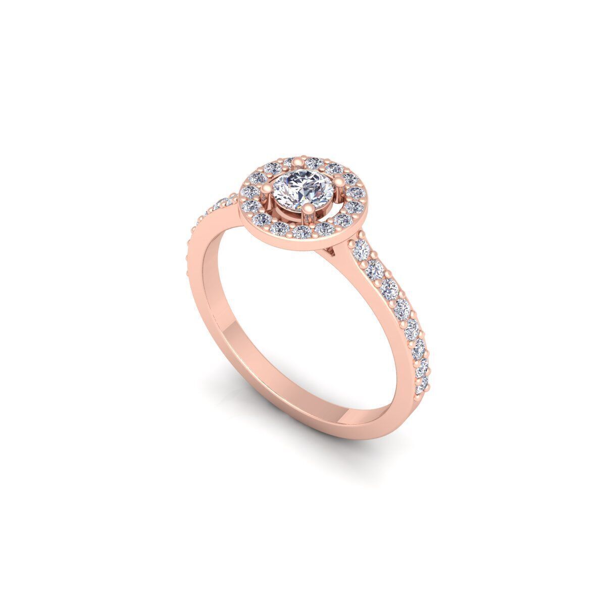 Round Halo Engagement Ring 3d Model and Render 3D print model_10