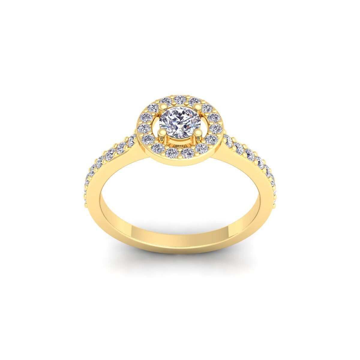 Round Halo Engagement Ring 3d Model and Render 3D print model_1