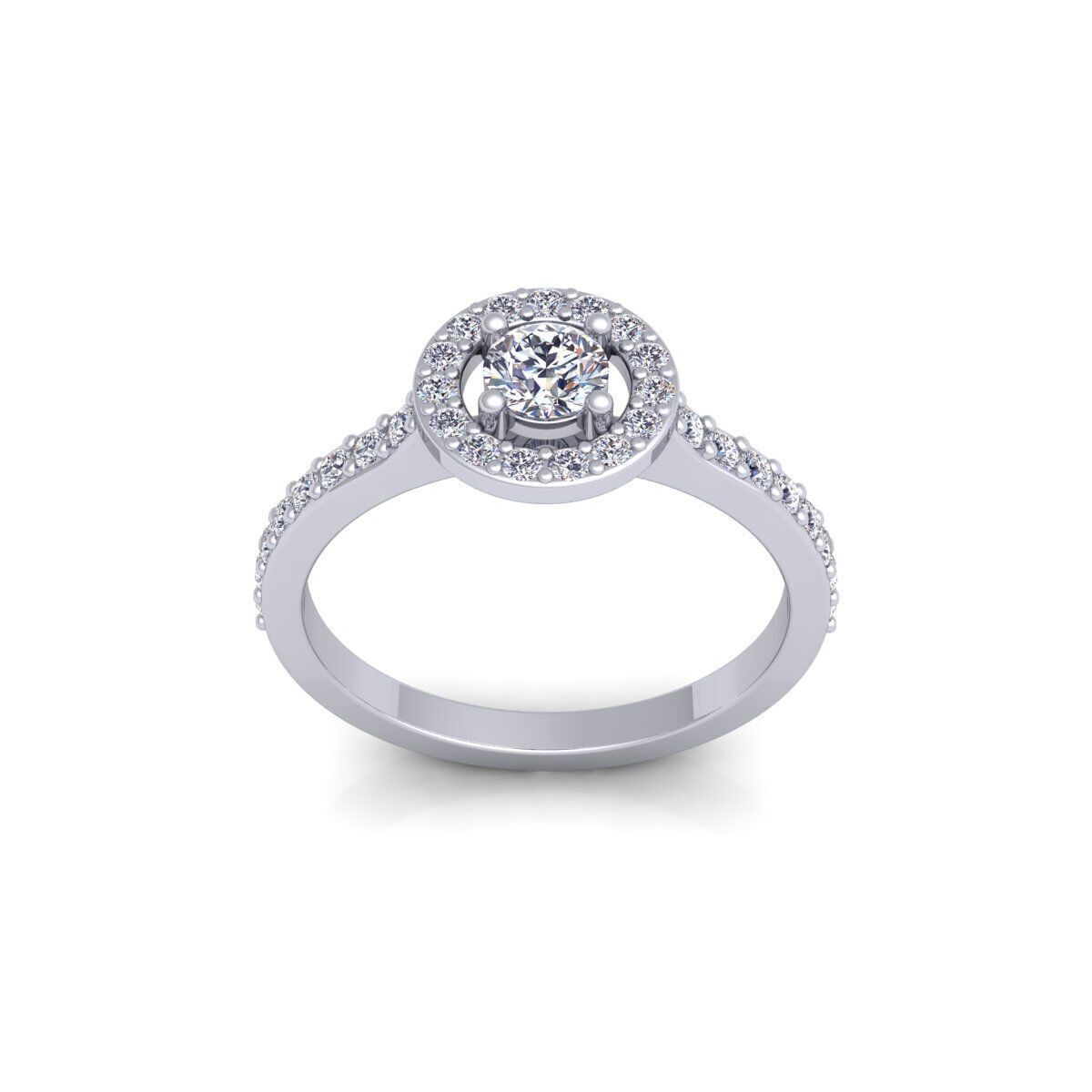 Round Halo Engagement Ring 3d Model and Render 3D print model_2
