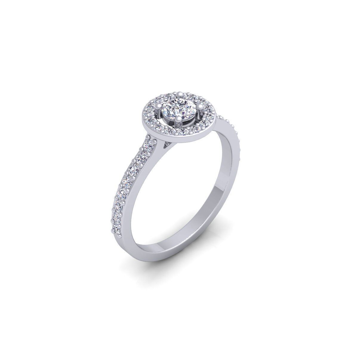 Round Halo Engagement Ring 3d Model and Render 3D print model_8