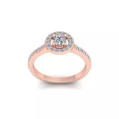 Round Halo Engagement Ring 3d Model and Render