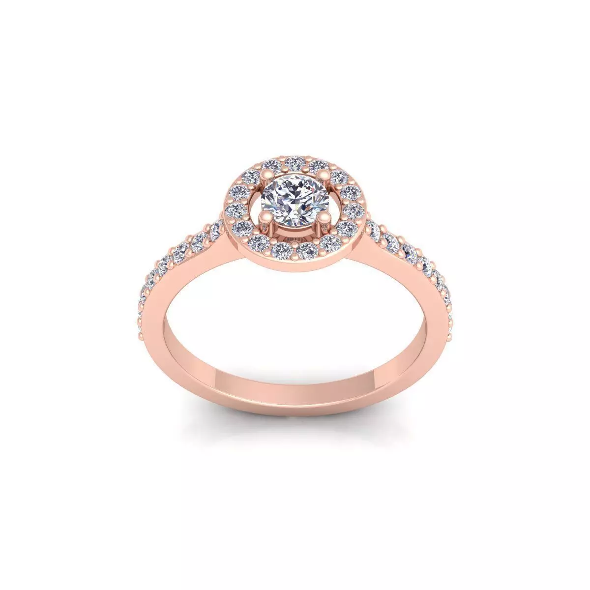 Round Halo Engagement Ring 3d Model and Render 3D print model_0