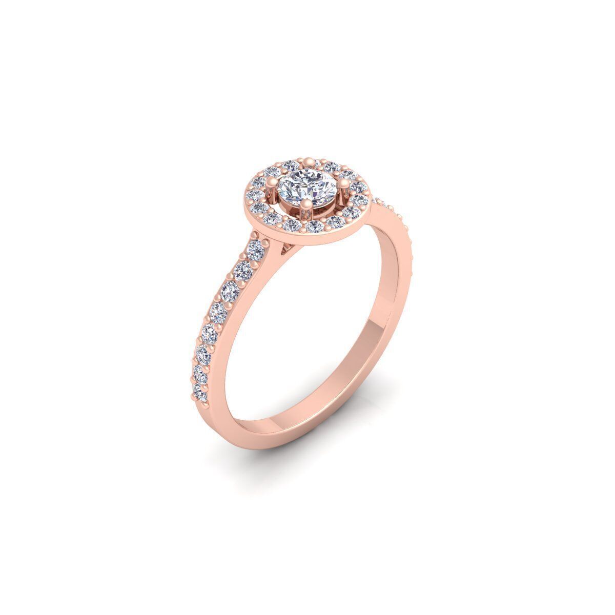 Round Halo Engagement Ring 3d Model and Render 3D print model_7