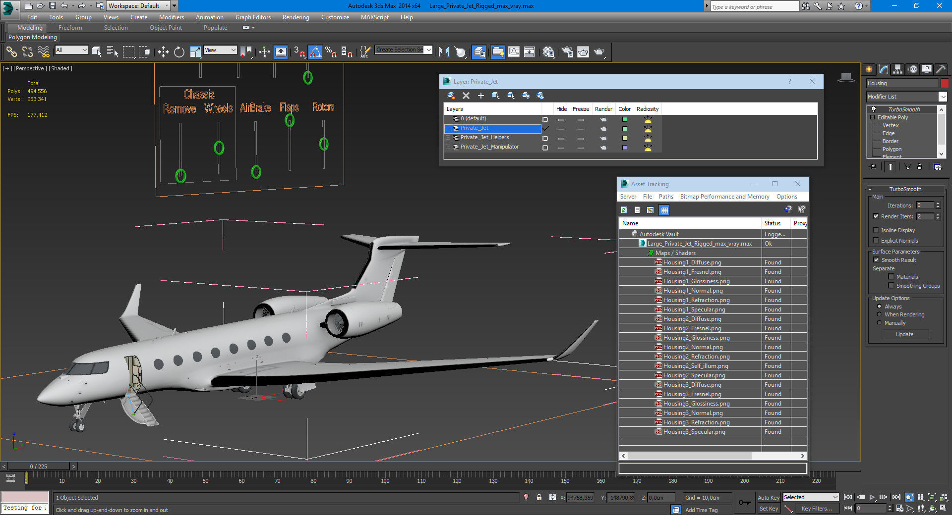 Large Private Jet Rigged 3D model_27