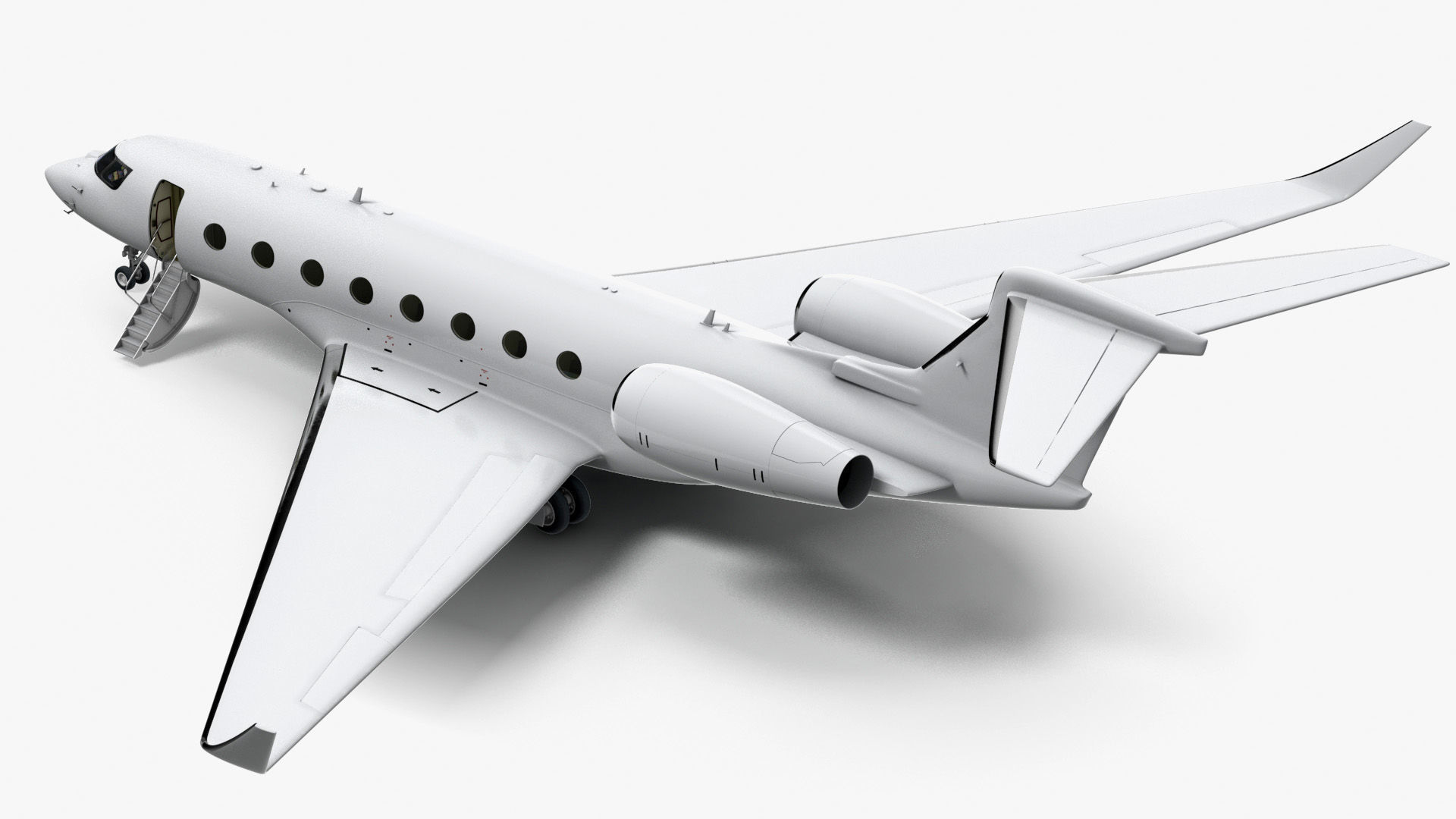Large Private Jet Rigged 3D model_9