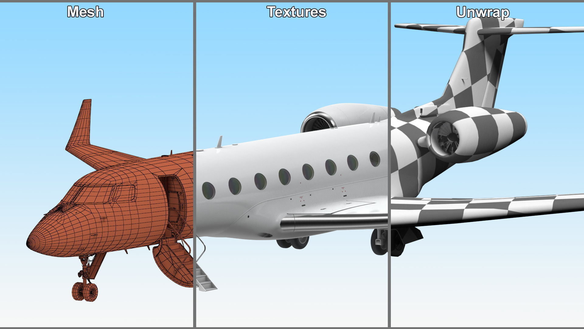 Large Private Jet Rigged 3D model_22