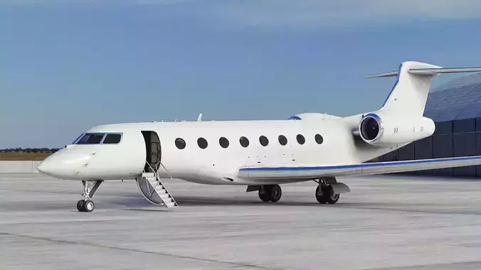 Large Private Jet Rigged 3D model