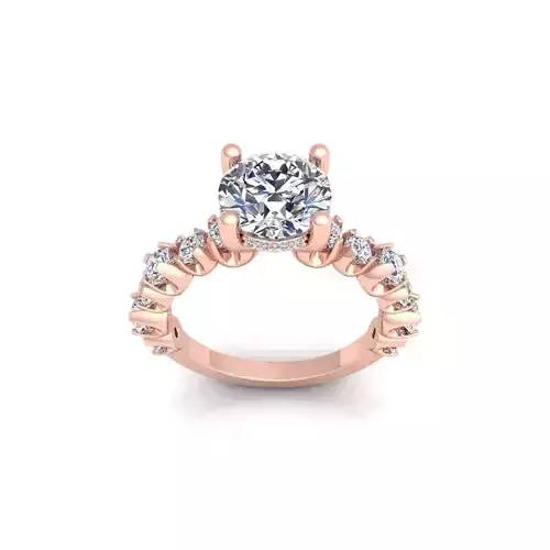 Ushape Solitaire Diamond Ring 3d Model and Render 
