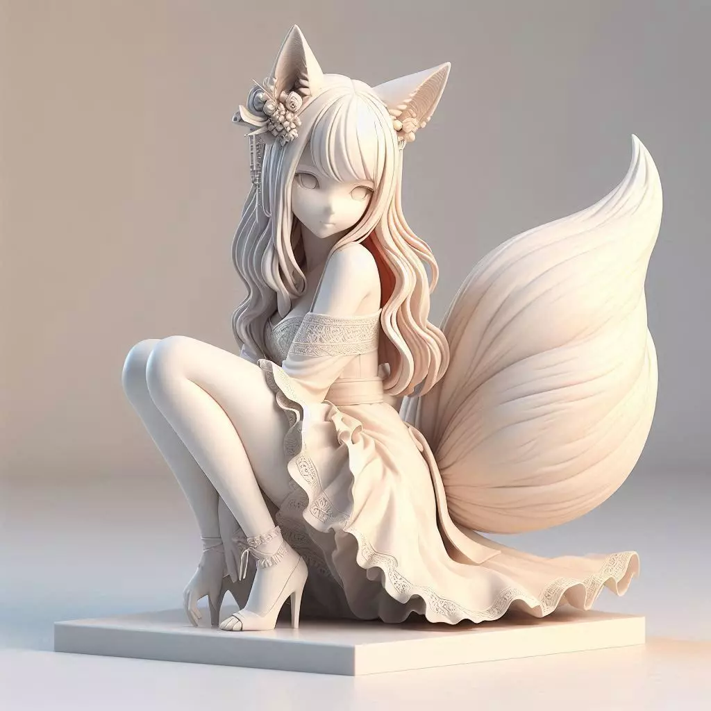 753 Fox Spirit Woman in Pu Song Ling Style  magic witch 3D print model_0