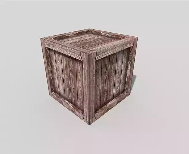 low poly wooden box