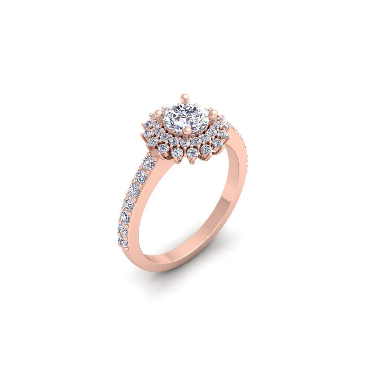 Round Diana Diamond Ring 3d Model and Render 3D print model_7