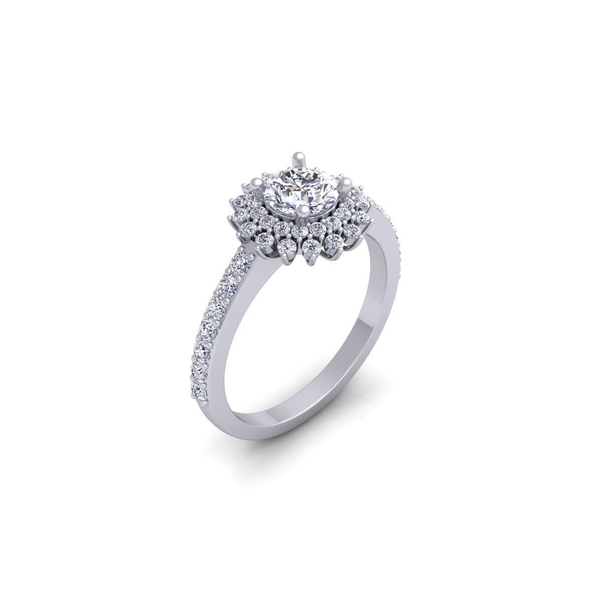 Round Diana Diamond Ring 3d Model and Render 3D print model_8