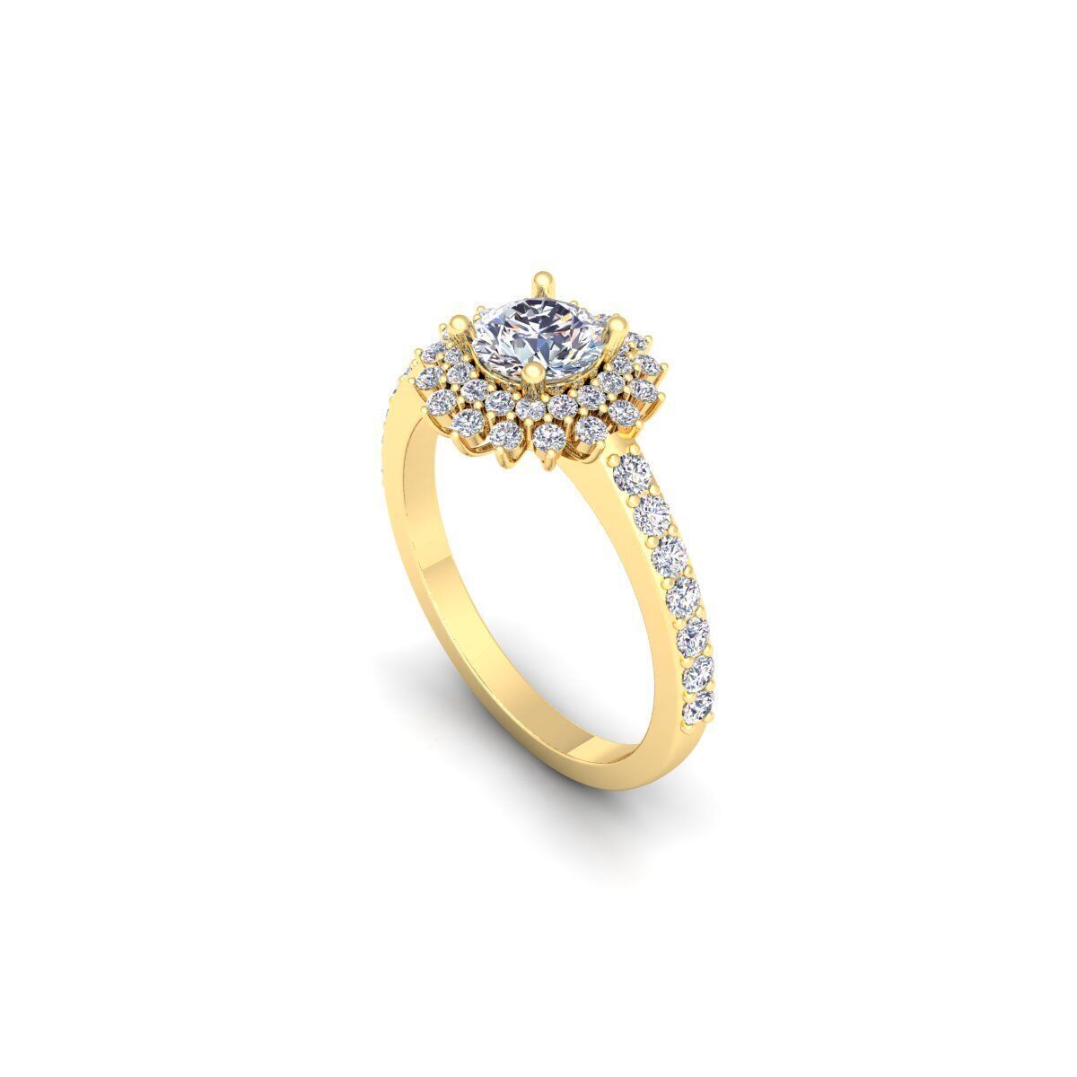 Round Diana Diamond Ring 3d Model and Render 3D print model_9