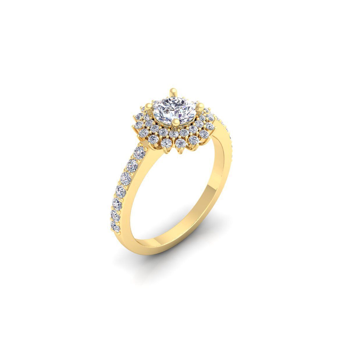 Round Diana Diamond Ring 3d Model and Render 3D print model_6