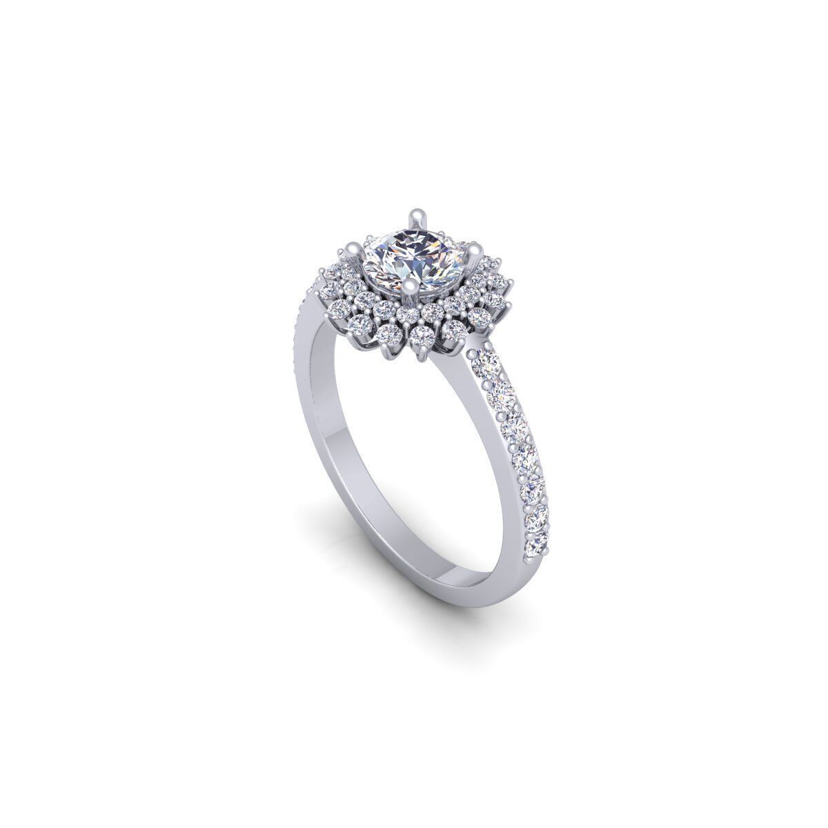 Round Diana Diamond Ring 3d Model and Render 3D print model_11