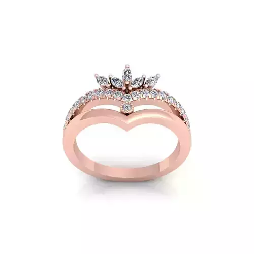 Fancy V Shape Band Ring 3d Model and Render 