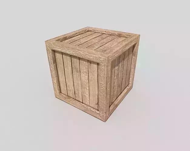 low poly wooden box