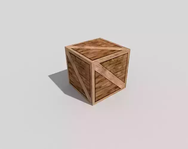 low poly wooden box