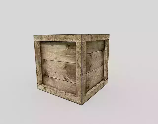 low poly wooden box